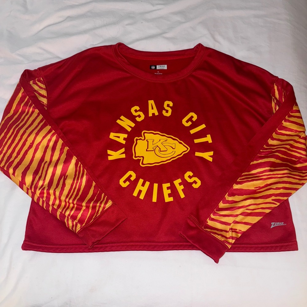Kansas City Chiefs Womens Zubaz Long Sleeve Crop Top NFL Team Apparel XL